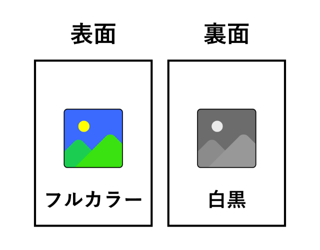片面カラー/裏面白黒