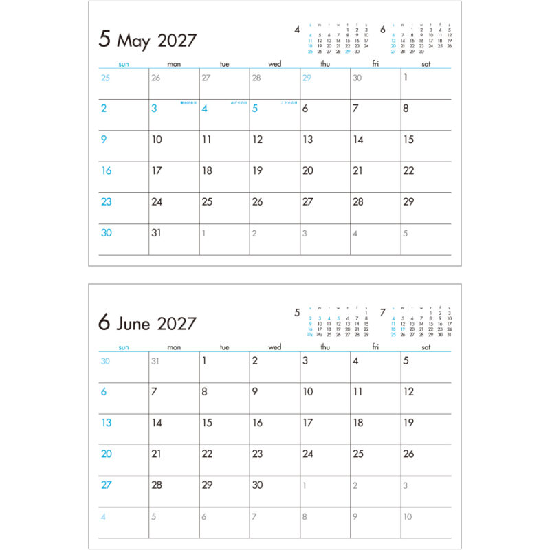 【超早割】6 Weeks Calendar(ブルー)（3）