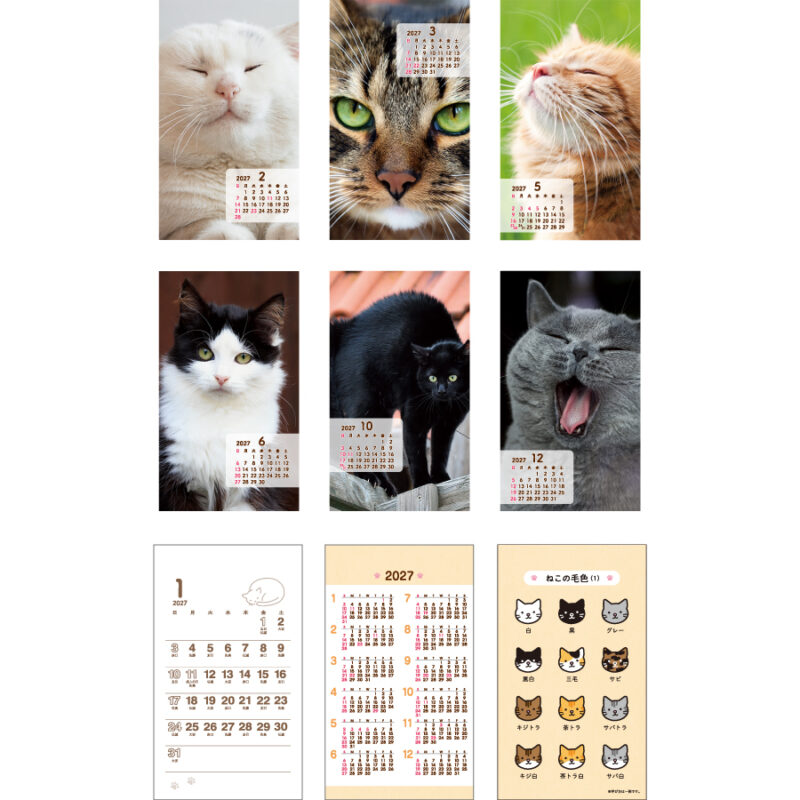 【超早割】ポケットカレンダー･猫ねこ(メモ付)（3）
