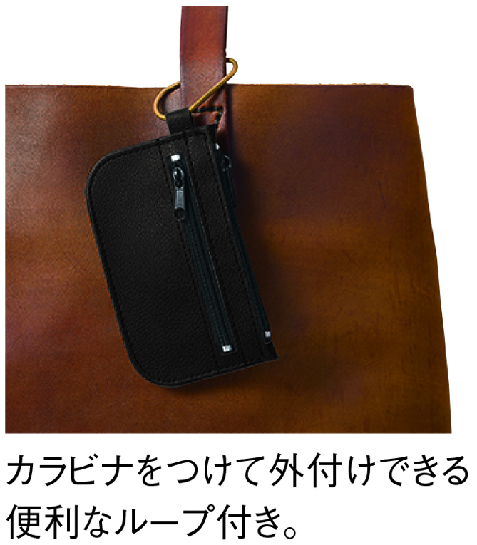 リサイクルレザーキーポーチ(ブラック)（5）