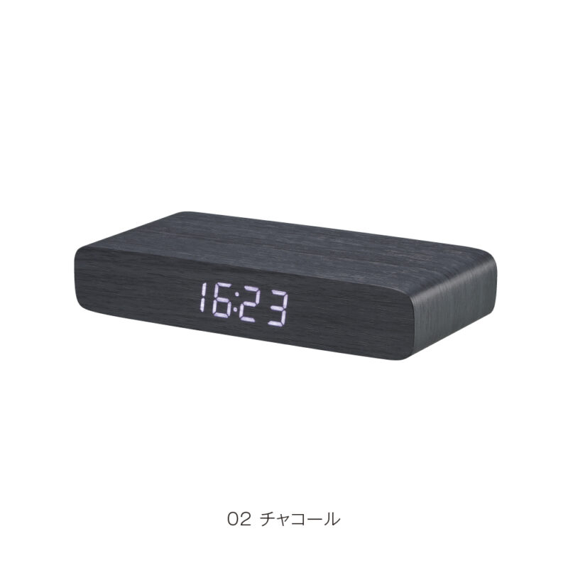 ウッドワイヤレスチャージャークロック(10W)(チャコール)