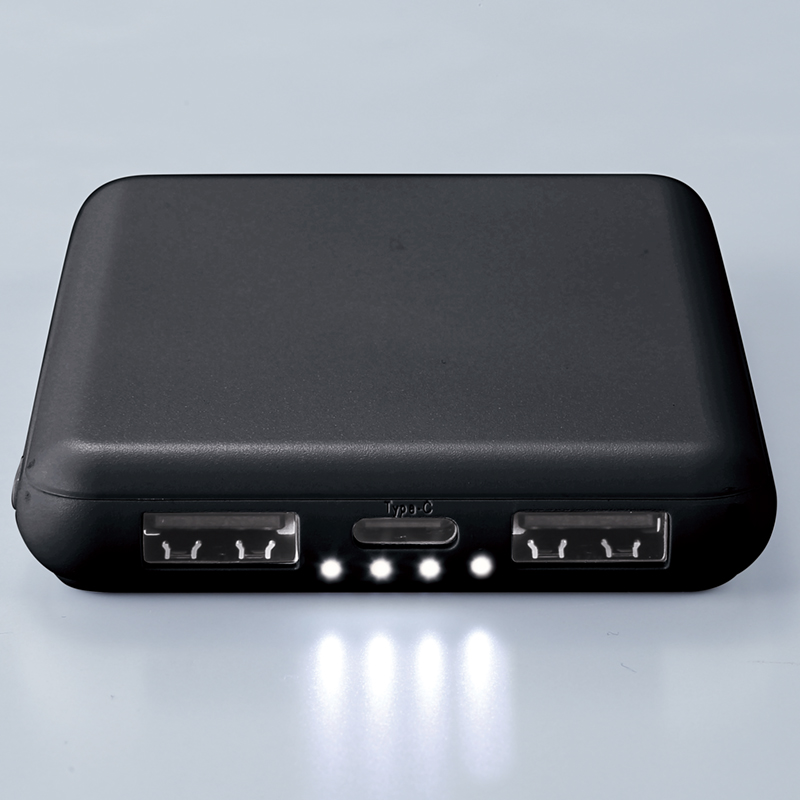 急速充電・薄型軽量モバイルバッテリー5000-ブラック（2）