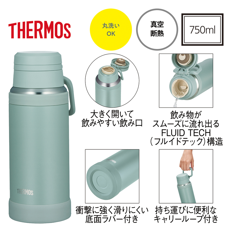 サーモス・真空断熱ハンドル付きケータイマグ(750ml) アッシュグリーン（3）