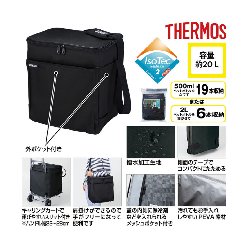 サーモス・ソフトクーラー20L オールブラック（4）