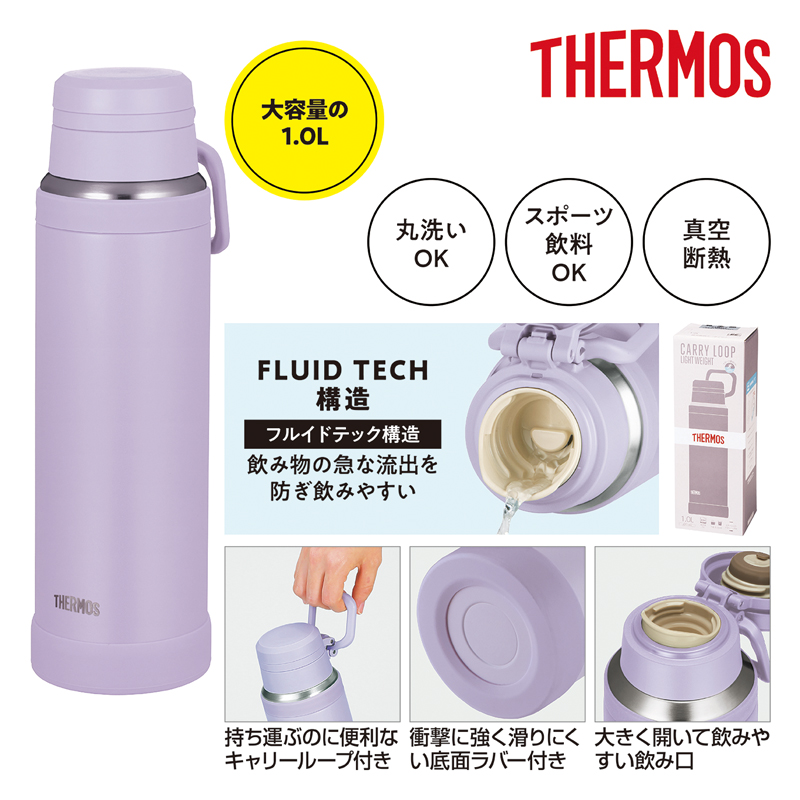 サーモス・真空断熱ハンドル付きケータイマグ1L ライトパープル（4）