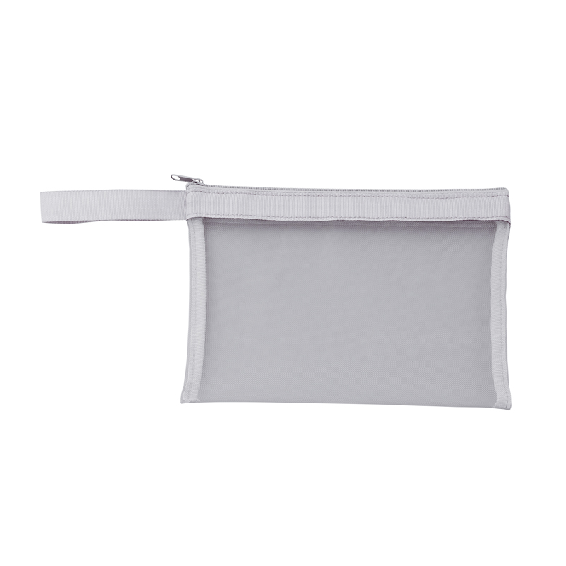 プラシャープ・ストラップ付きメッシュフラットポーチ(グレー)
