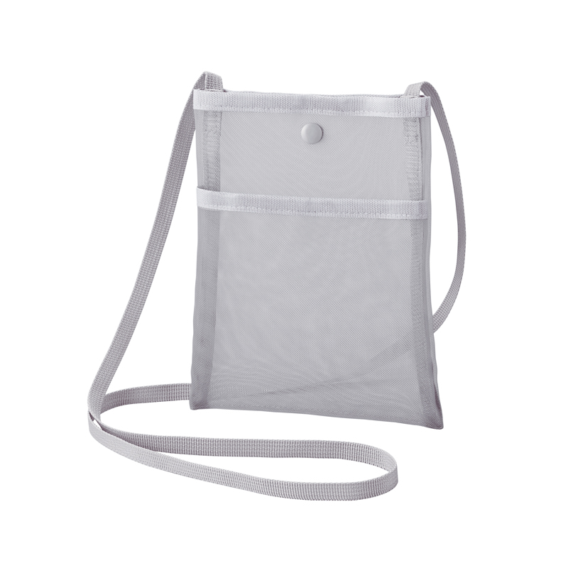 プラシャープ・フロントポケット付きメッシュサコッシュ(グレー)