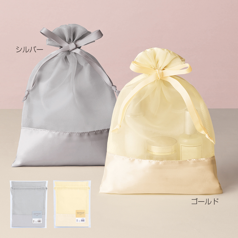 ルルクレール・サテンオーガンジーギフト巾着（ゴールド）（5）