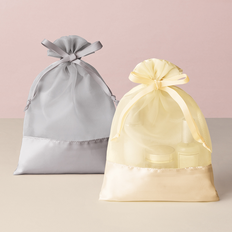 ルルクレール・サテンオーガンジーギフト巾着（シルバー）（2）