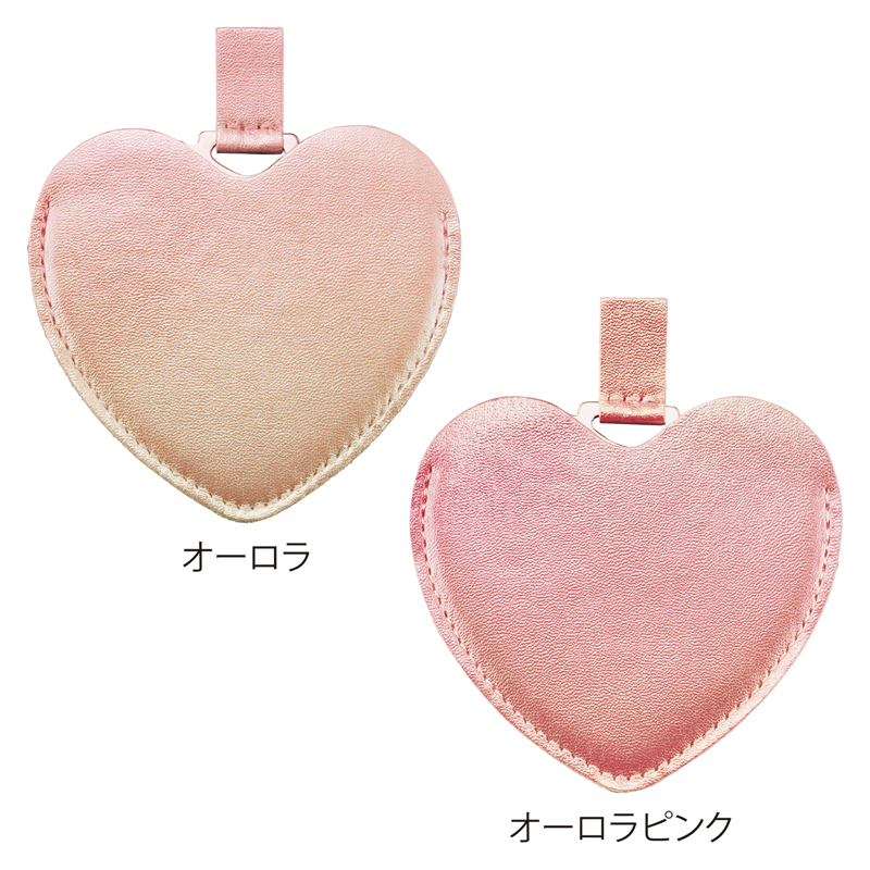 ハート型スリムプレートミラー（オーロラピンク）（3）