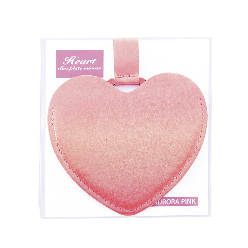 ハート型スリムプレートミラー（オーロラピンク）（4）