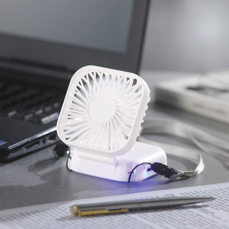 充電式3WAY折りたたみハンディファン(ネックストラップ付き)（2）