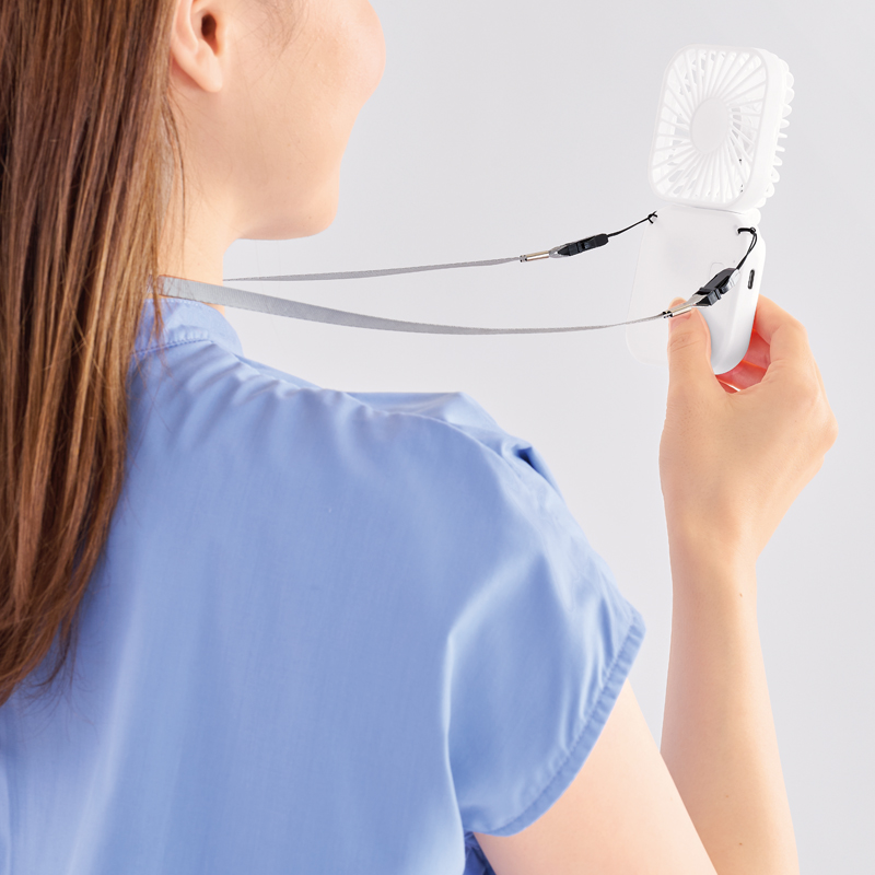 充電式3WAY折りたたみハンディファン(ネックストラップ付き)（6）