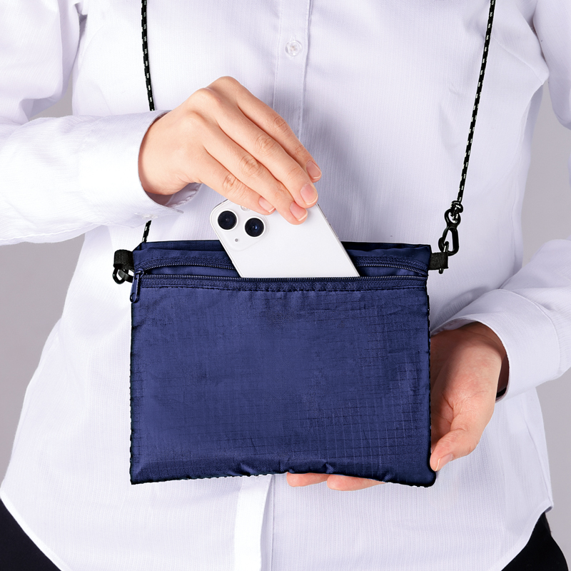 2WAYサコッシュ&エコバッグ(メッシュポケット付き)(ネイビー)（3）