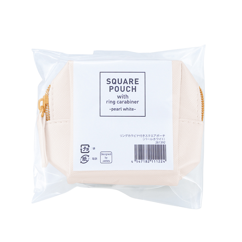 リングカラビナ付きスクエアポーチ(パールホワイト)（5）