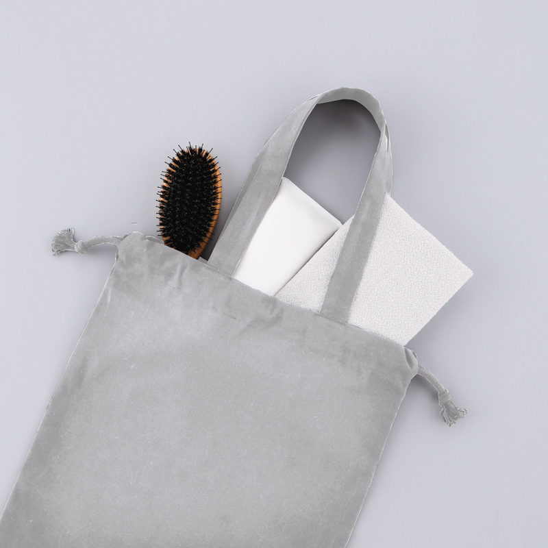 スフィア・リサイクルコットンフラット2WAY巾着バッグ(グレー)（2）