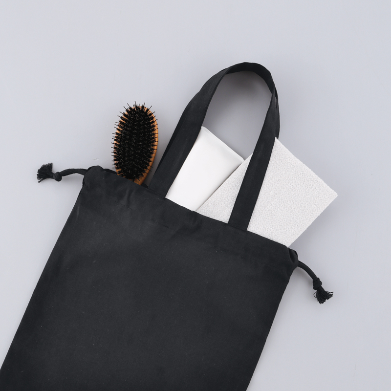 スフィア・リサイクルコットンフラット2WAY巾着バッグ(ブラック)（2）