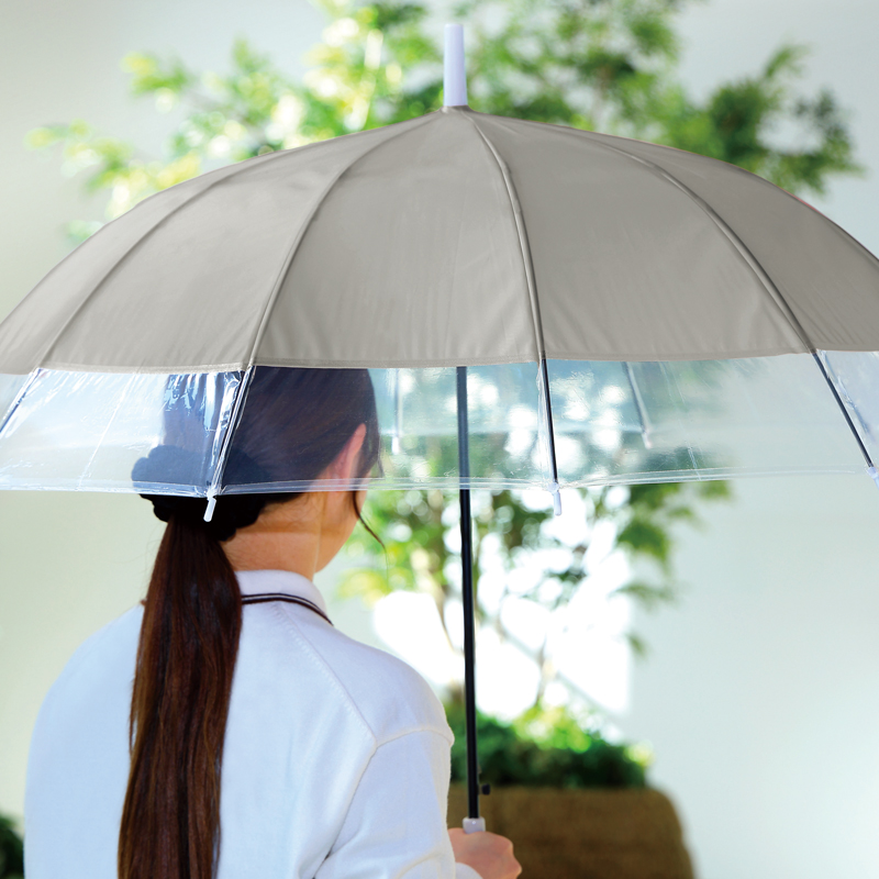 ジェムブレラ12本骨ジャンプ傘(グレー)（4）