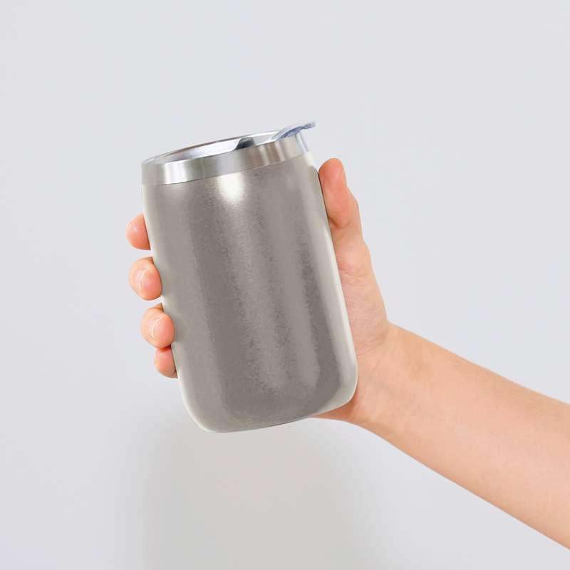 スライド式蓋付き真空二重構造ステンレスタンブラー(シルバー)（3）