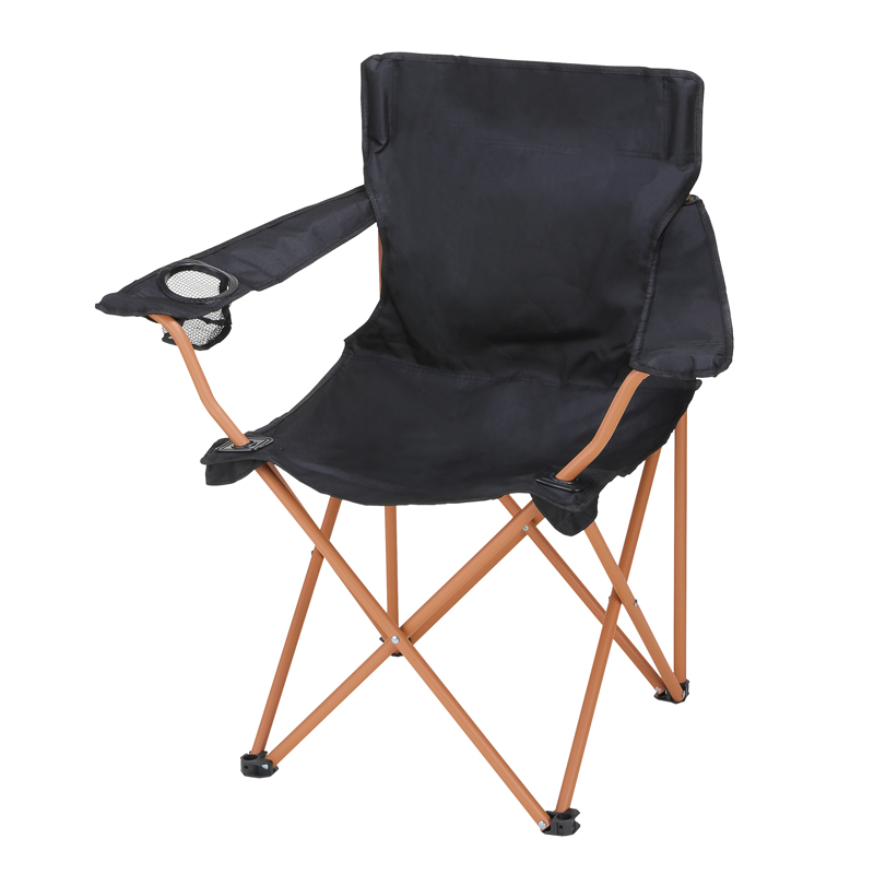 レジャーアンドライフ・ポータブルチェア(ひじ掛け付き)(ブラック)