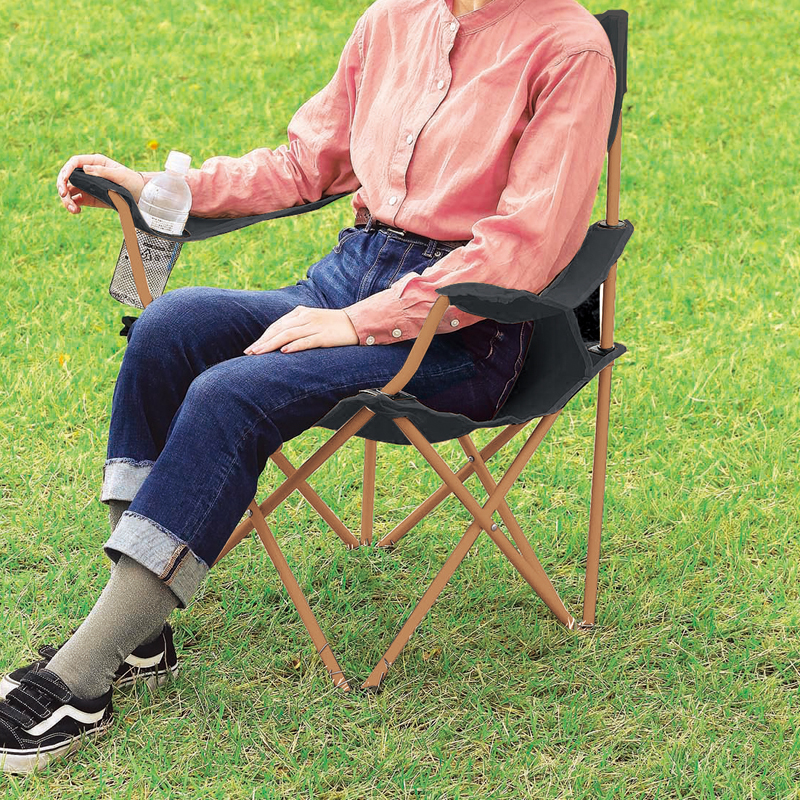 レジャーアンドライフ・ポータブルチェア(ひじ掛け付き)(ブラック)（3）