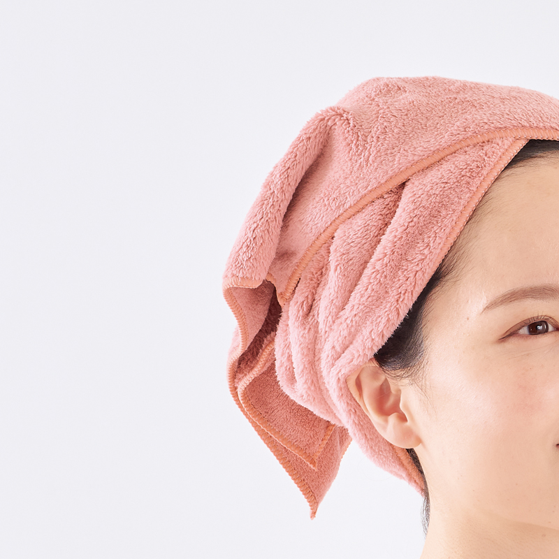 ヘアドライ用マイクロファイバーロングタオル(ピンク)（2）