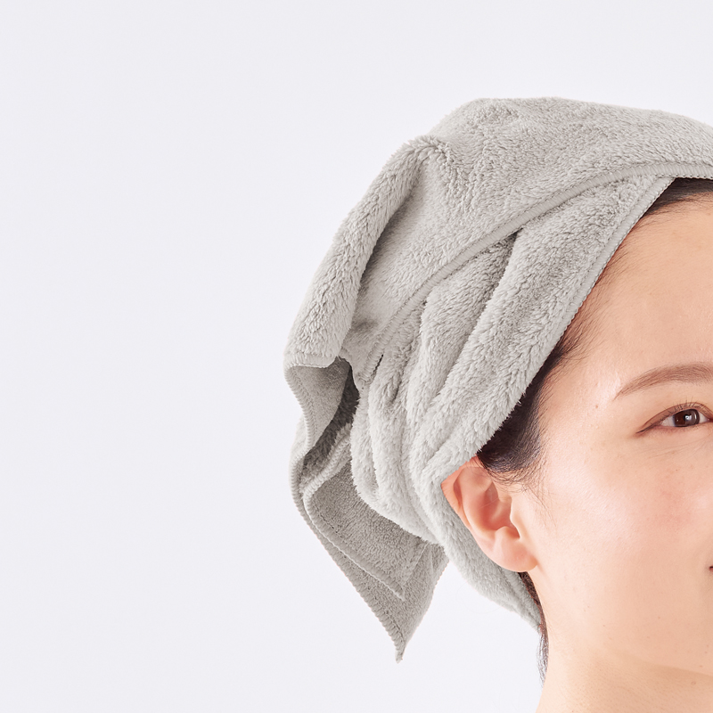 ヘアドライ用マイクロファイバーロングタオル(グレー)（2）