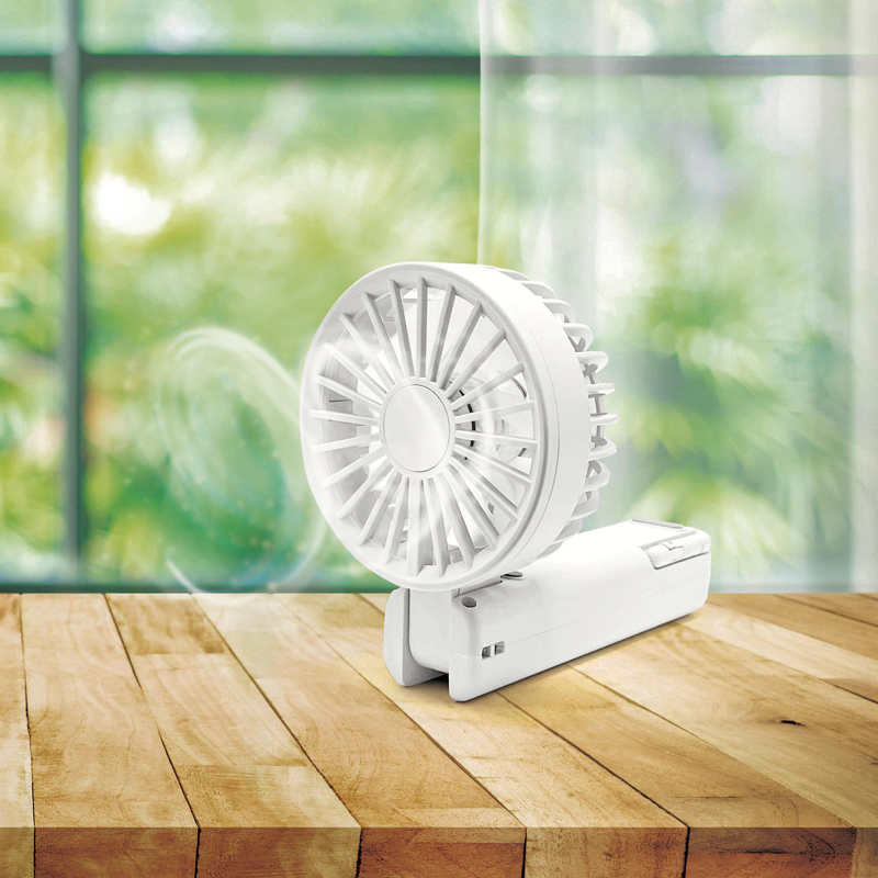 折りたたみ式2WAYダブルファン(カラビナ付き)(ミストホワイト)（2）