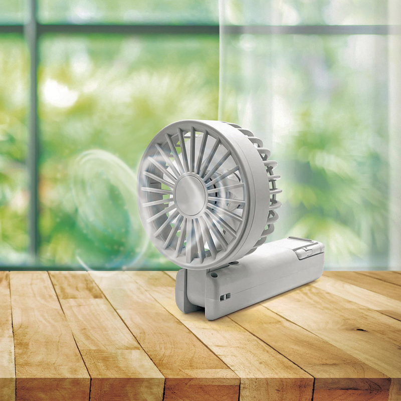 折りたたみ式2WAYダブルファン(カラビナ付き)(アイスグレー)（2）