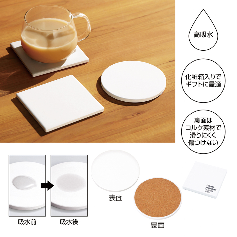 陶製吸水コースター(丸)（4）