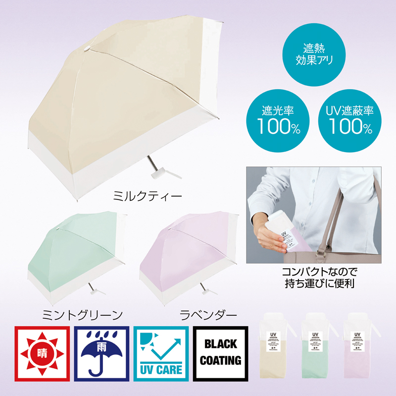 UVコンパクトバイカラー晴雨兼用折りたたみ傘(ミントグリーン)（4）