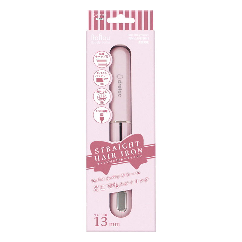 USB給電式コンパクトヘアアイロン(ピンク)（6）