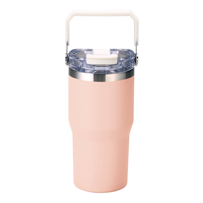 アンサンブル・ハンドル付き真空二重2WAYタンブラー(ストロー付き)600ml(ピンク)