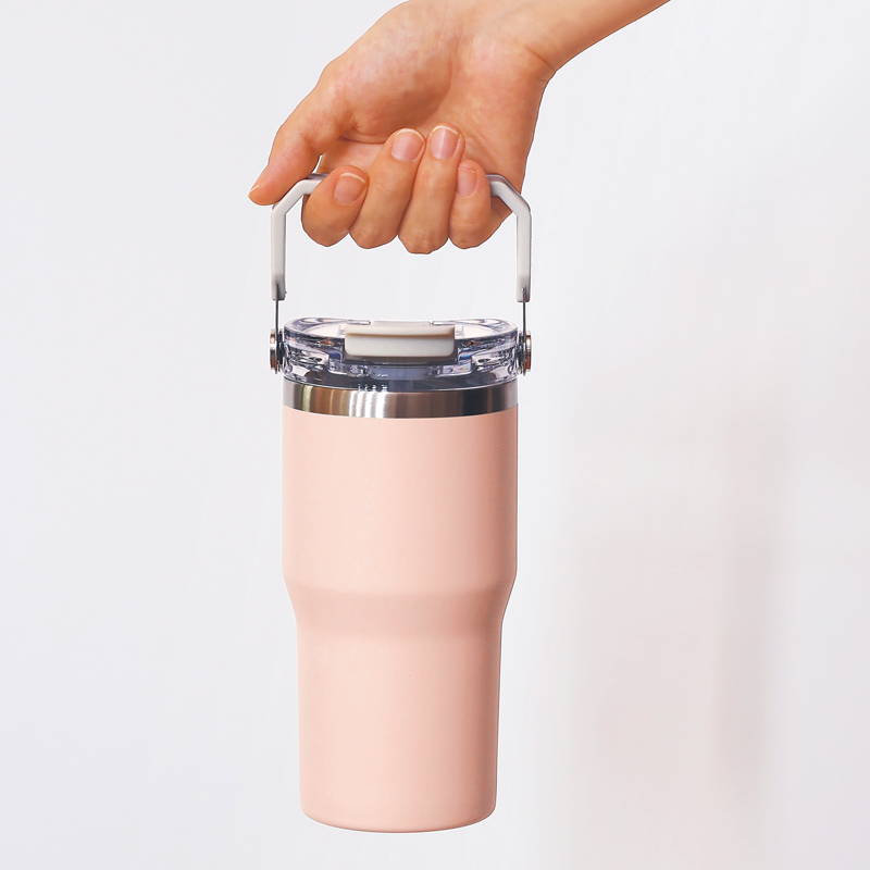アンサンブル･ハンドル付き真空二重2WAYタンブラー(ストロー付き)600ml(ピンク)（7）