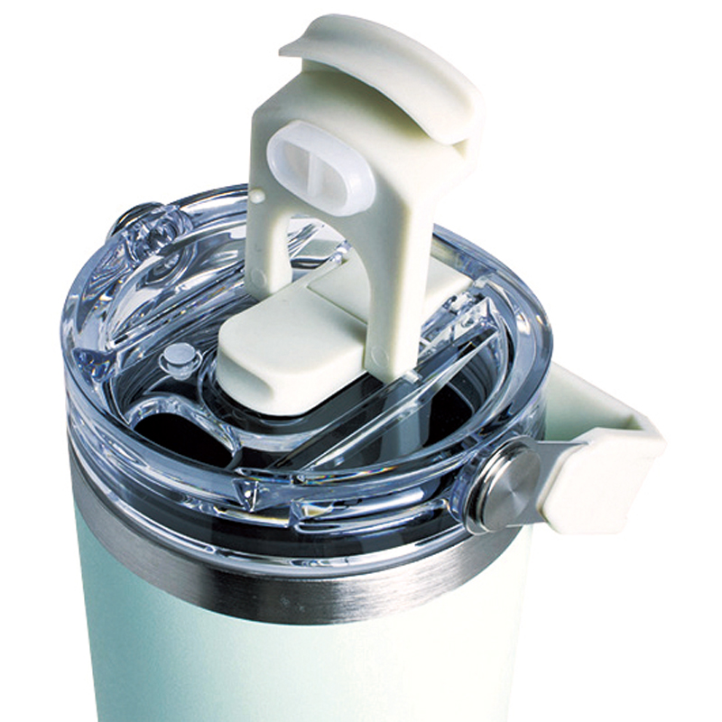 アンサンブル･ハンドル付き真空二重2WAYタンブラー(ストロー付き)600ml(グリーン)（6）