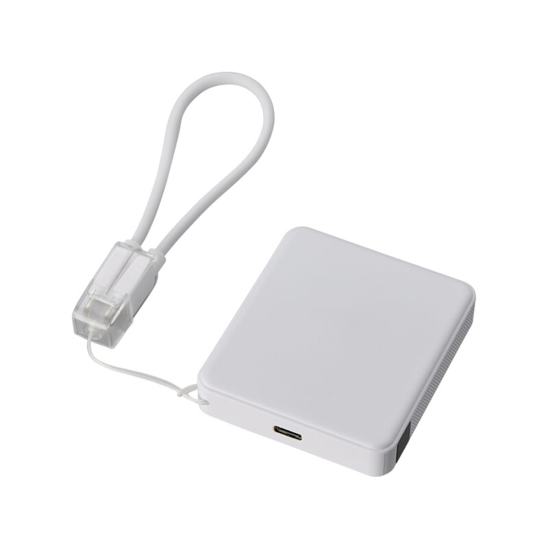 PD急速充電コードストラップ付モバイルチャージャー5000(全面印刷対応) ホワイト