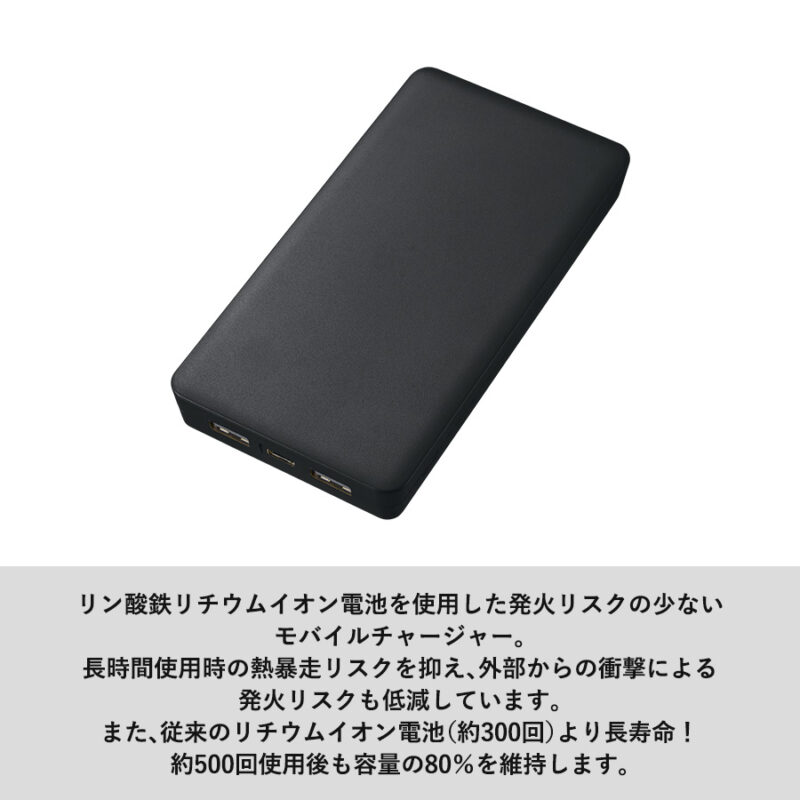 全面印刷できるモバイルチャージャー10000(リン酸鉄使用) ホワイト（4）