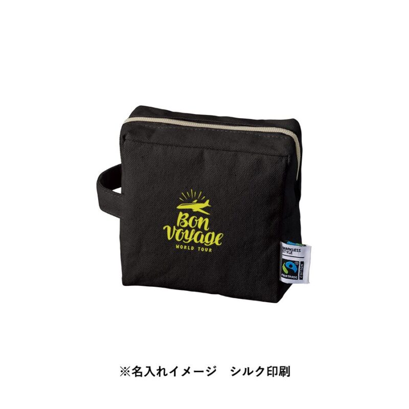 フェアトレードコットンキャンバスファスナーポーチ S ネイビー（4）