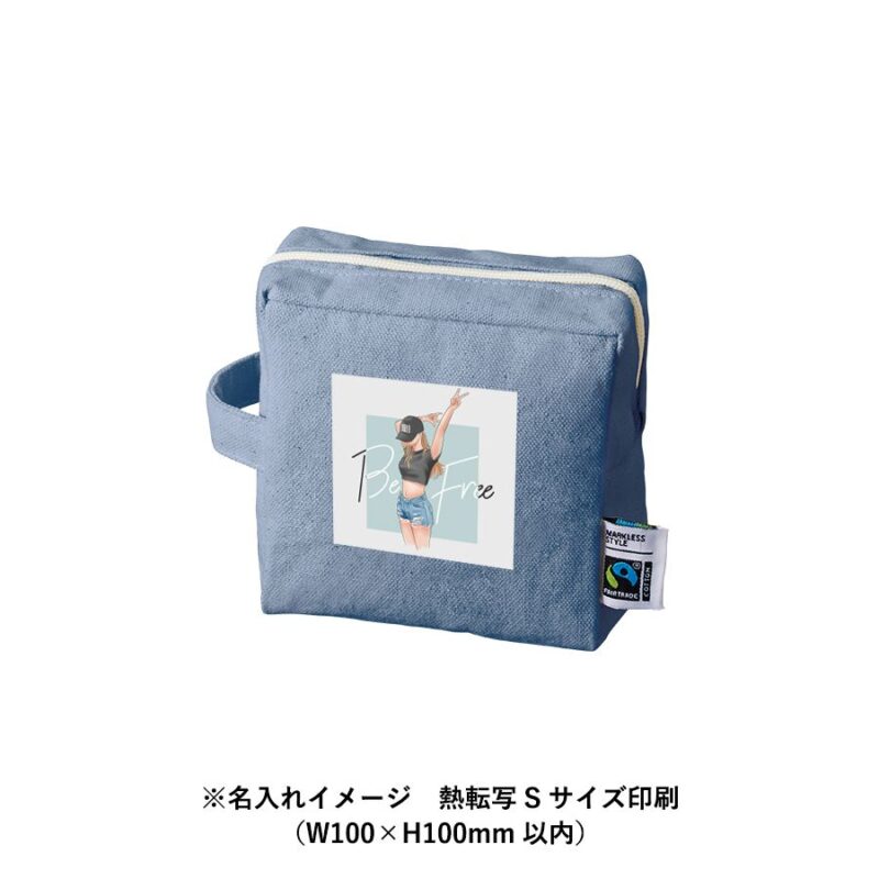 フェアトレードコットンキャンバスファスナーポーチ S ネイビー（5）