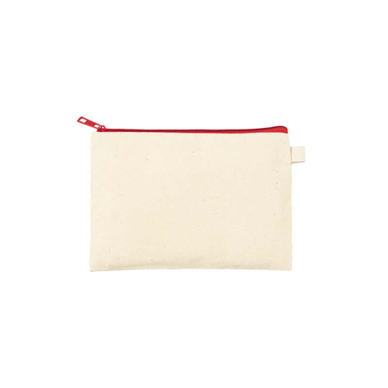 カラーファスナーキャンバスフラットポーチ(S) レッド