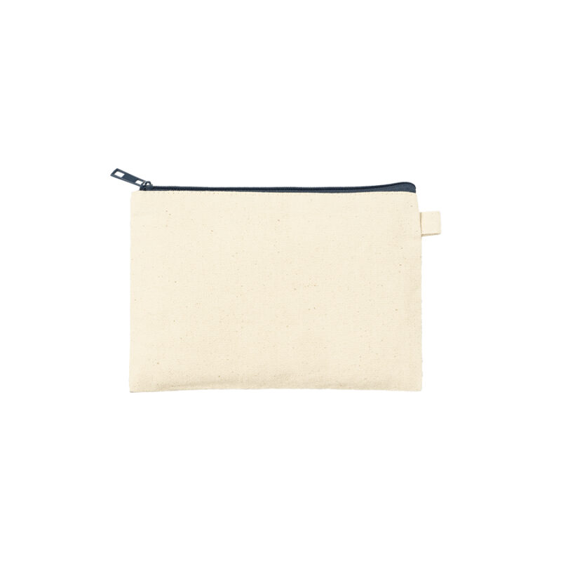 カラーファスナーキャンバスフラットポーチ(S) チャコールブラック