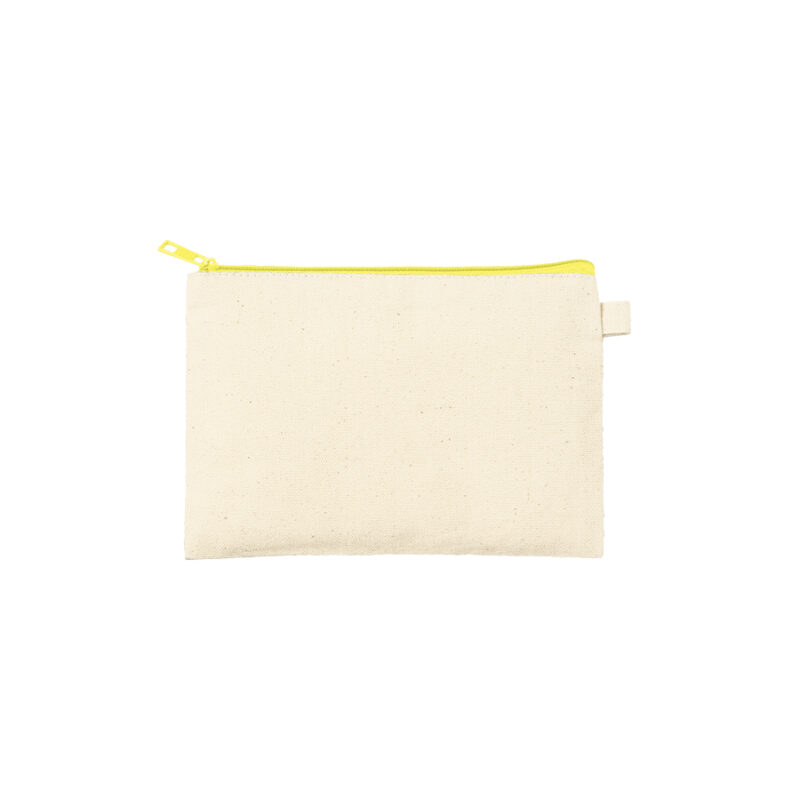 カラーファスナーキャンバスフラットポーチ(S) イエロー