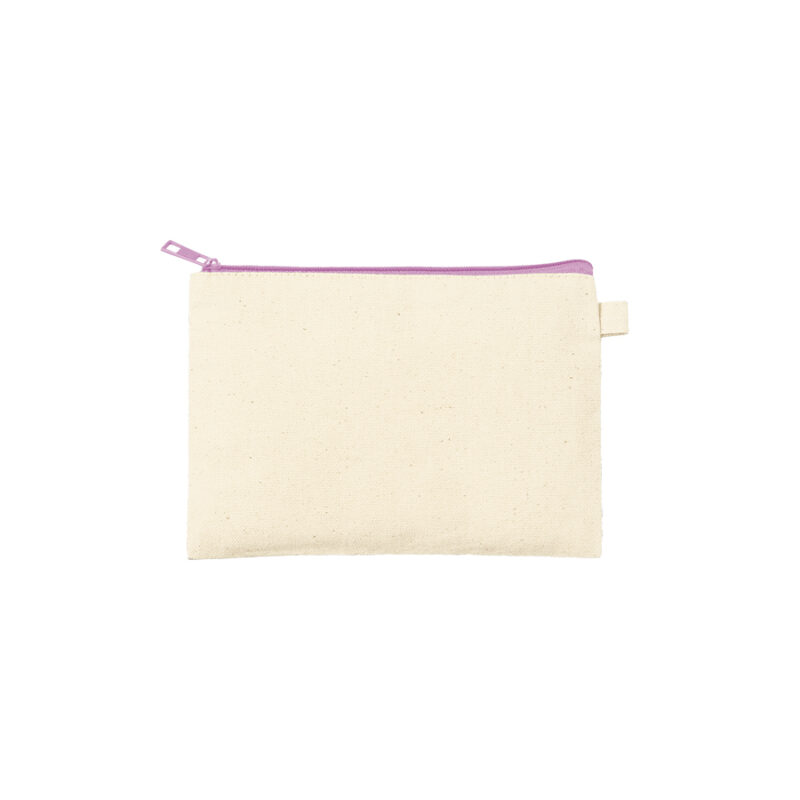 カラーファスナーキャンバスフラットポーチ(S) パープル