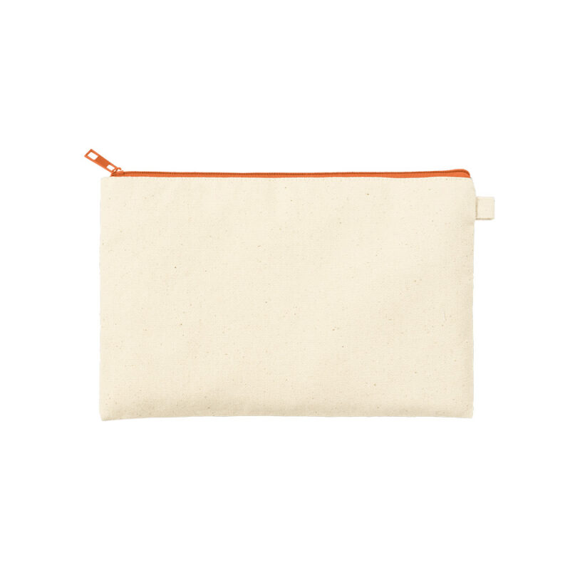 カラーファスナーキャンバスフラットポーチ(M) オレンジ
