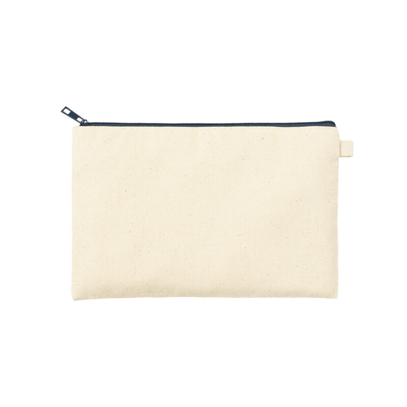 カラーファスナーキャンバスフラットポーチ(M) チャコールブラック