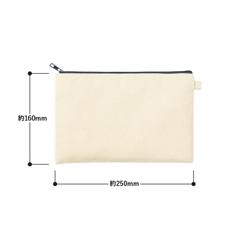 カラーファスナーキャンバスフラットポーチ(M)　チャコールブラック（2）