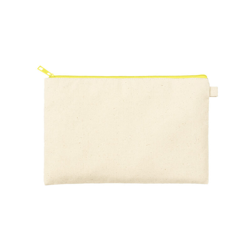 カラーファスナーキャンバスフラットポーチ(M) イエロー