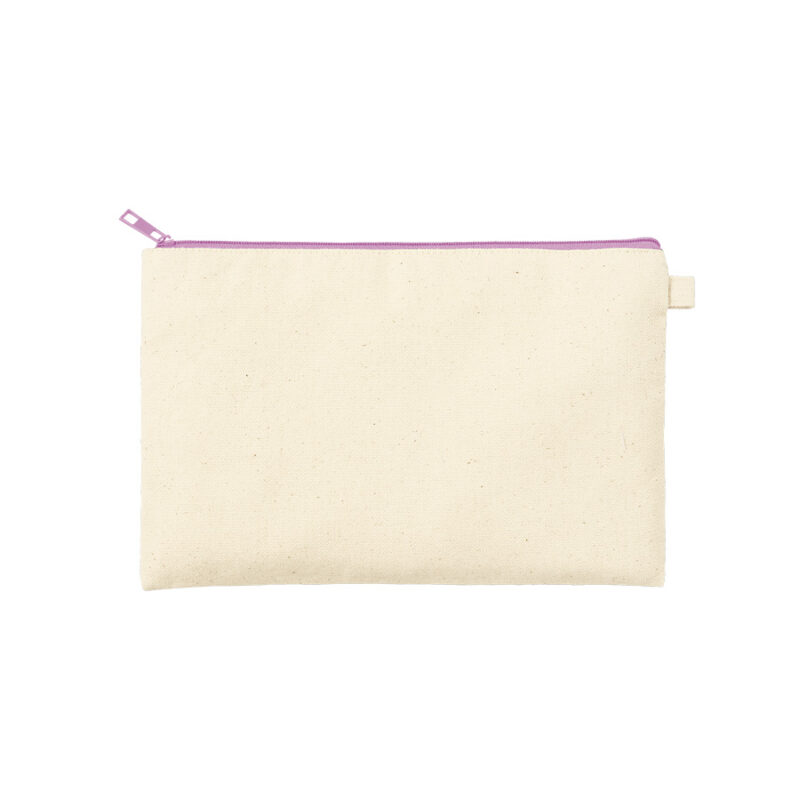 カラーファスナーキャンバスフラットポーチ(M) パープル