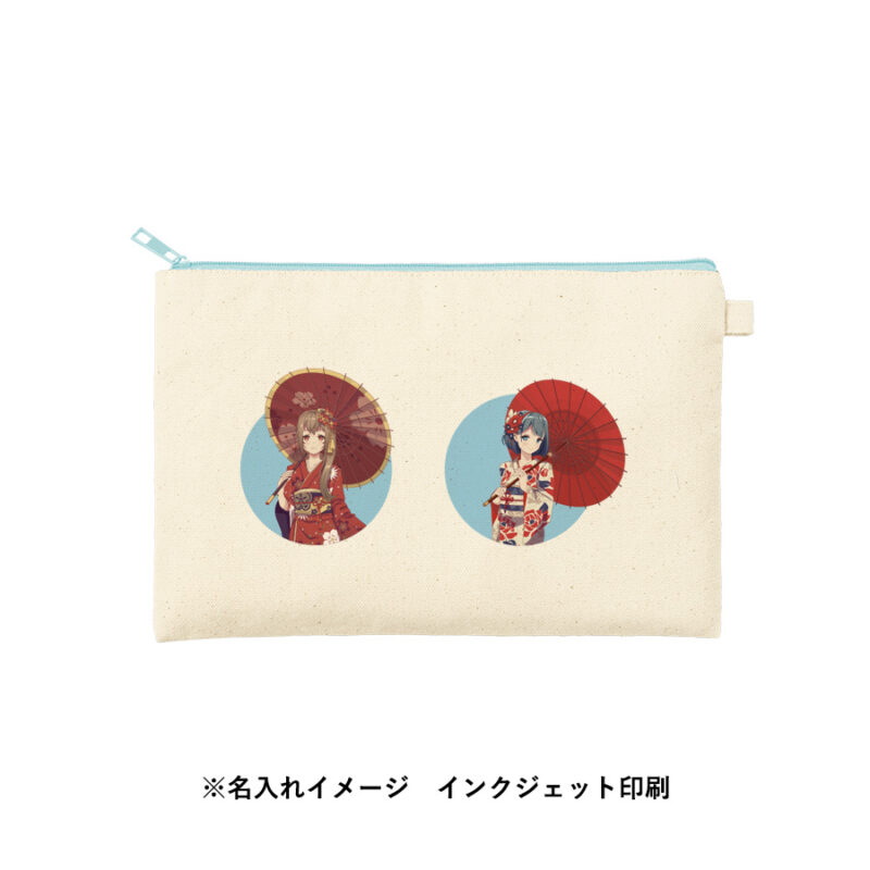 カラーファスナーキャンバスフラットポーチ(M)　パープル（8）