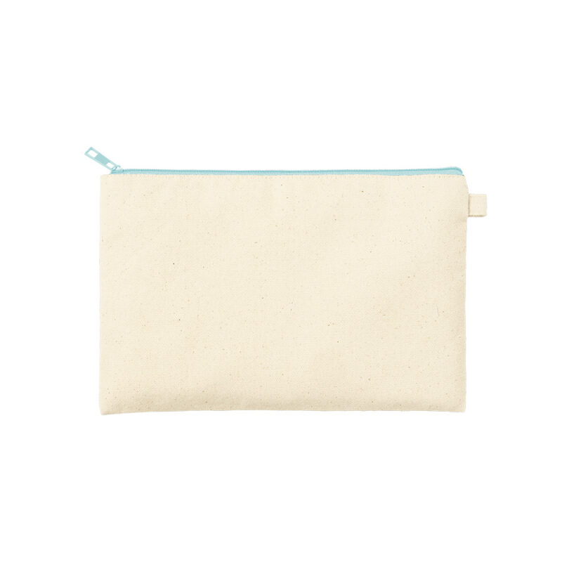カラーファスナーキャンバスフラットポーチ(M) ライトブルー